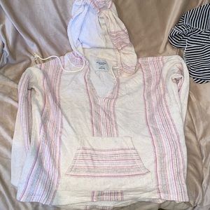 American Eagle tan and pink Terry cloth sweatshirt with hood